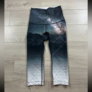 Bewildher Star Sky Mountain Print Crop Yoga Leggings